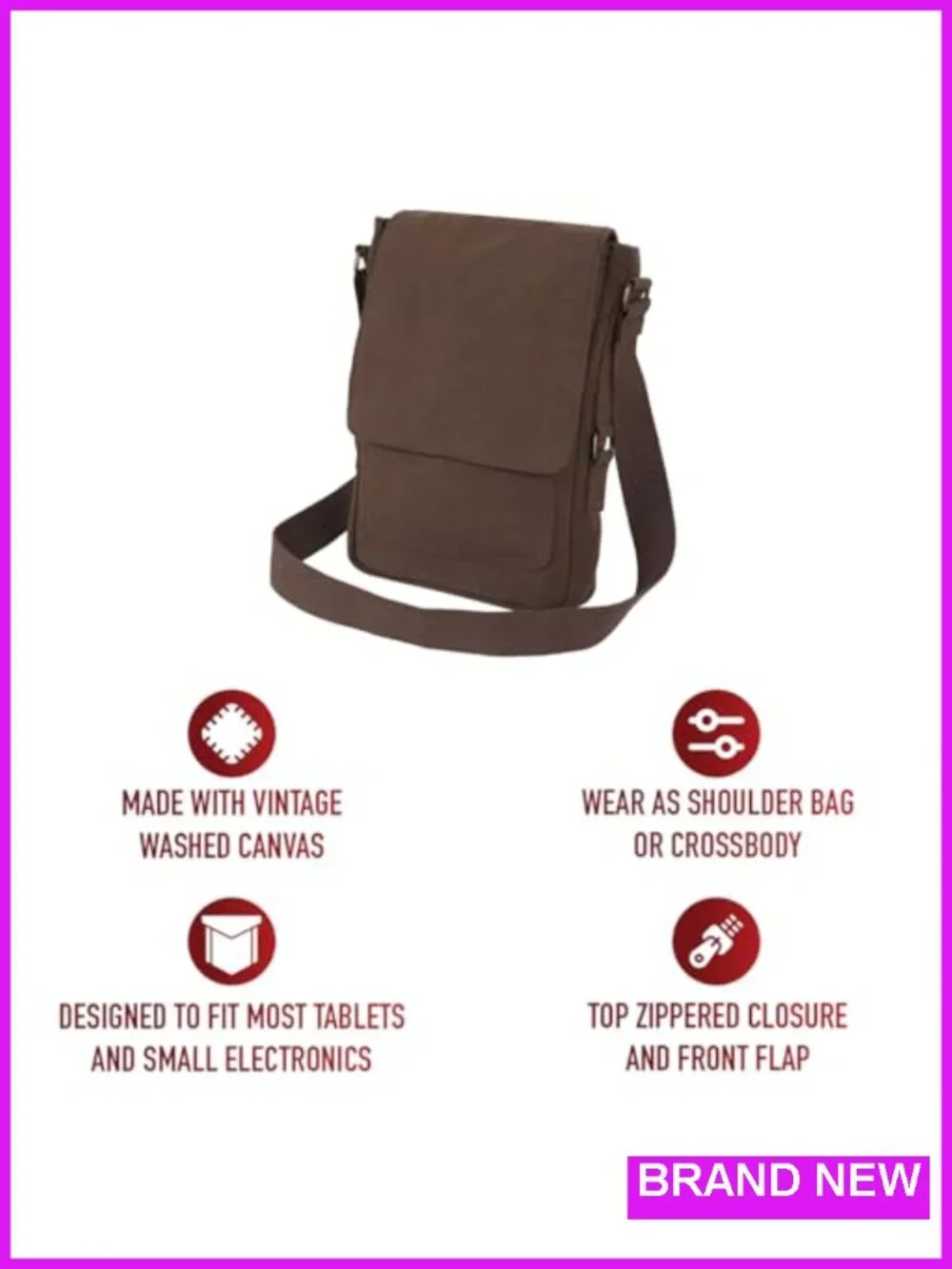 Vintage Canvas Tech Bag - Padded Tablet Shoulder Crossbody Organizer Pouch
